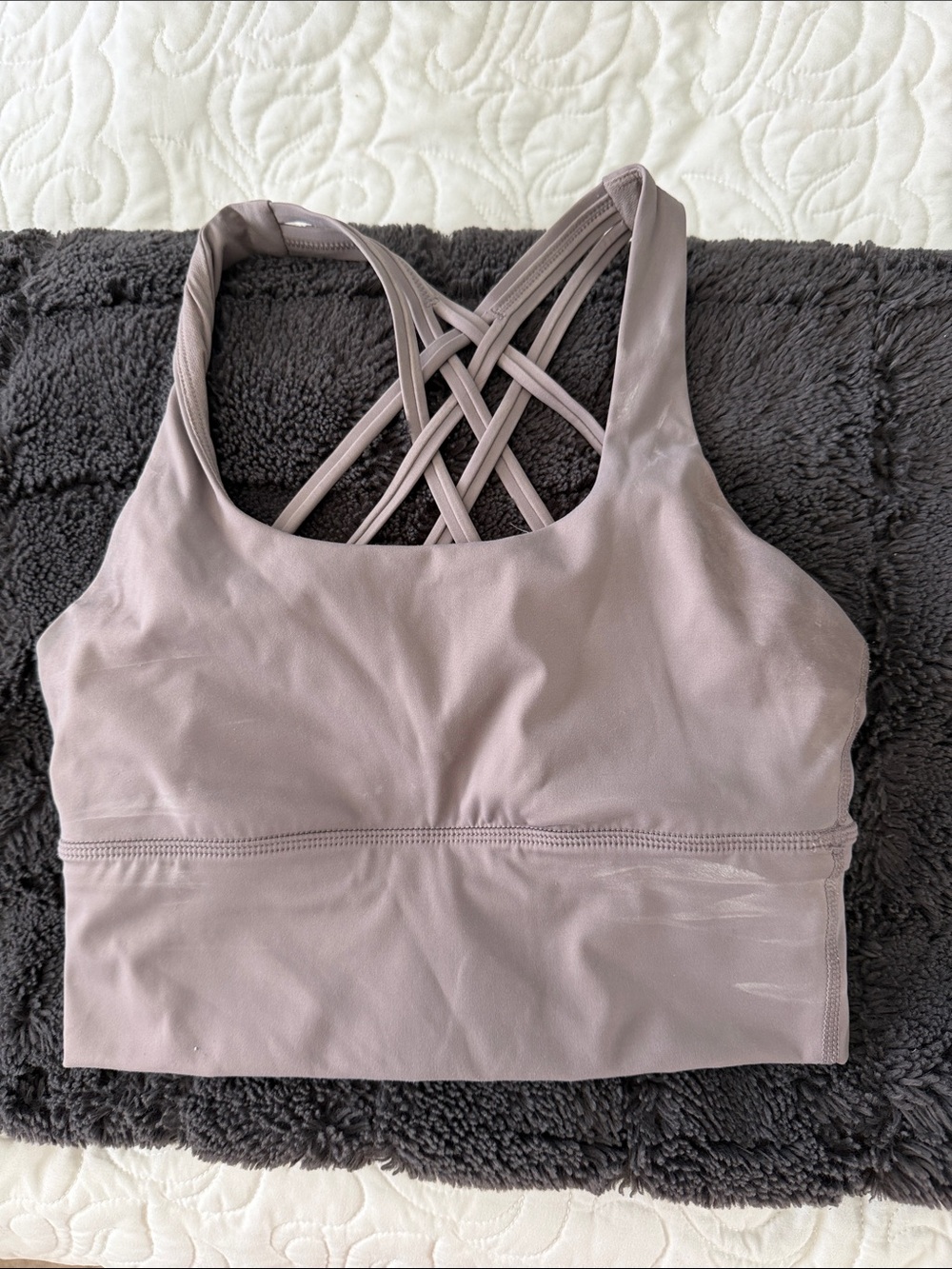 CRZ YOGA Strappy Back Longline Sports Bra - Taupe